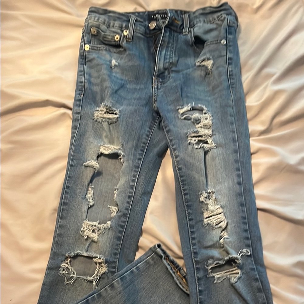 Aeropostale Blue Boyfriend Jeans with Distressed Details